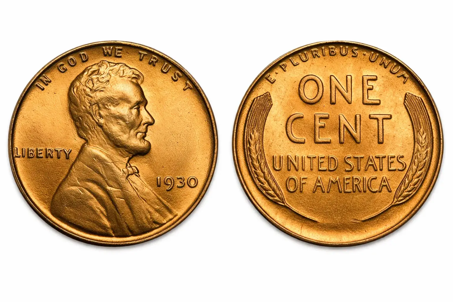 1930 Lincoln Wheat cent obverse and reverse.